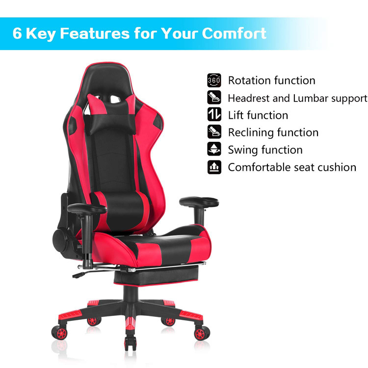 (MED-F) Partner Reclining Seat Computer Gaming Chair, Large Size PU Leather High Back Office Racing Chairs