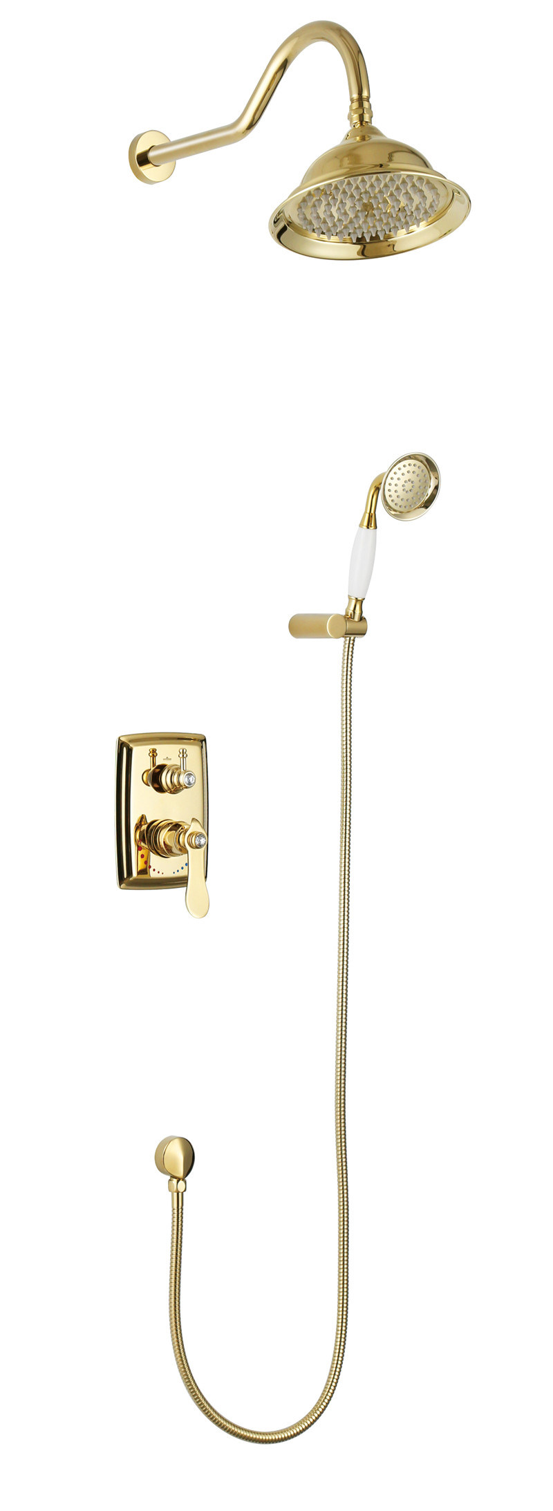 Wall Mounted Antique Brass Concealed Shower Set (zf-W42)