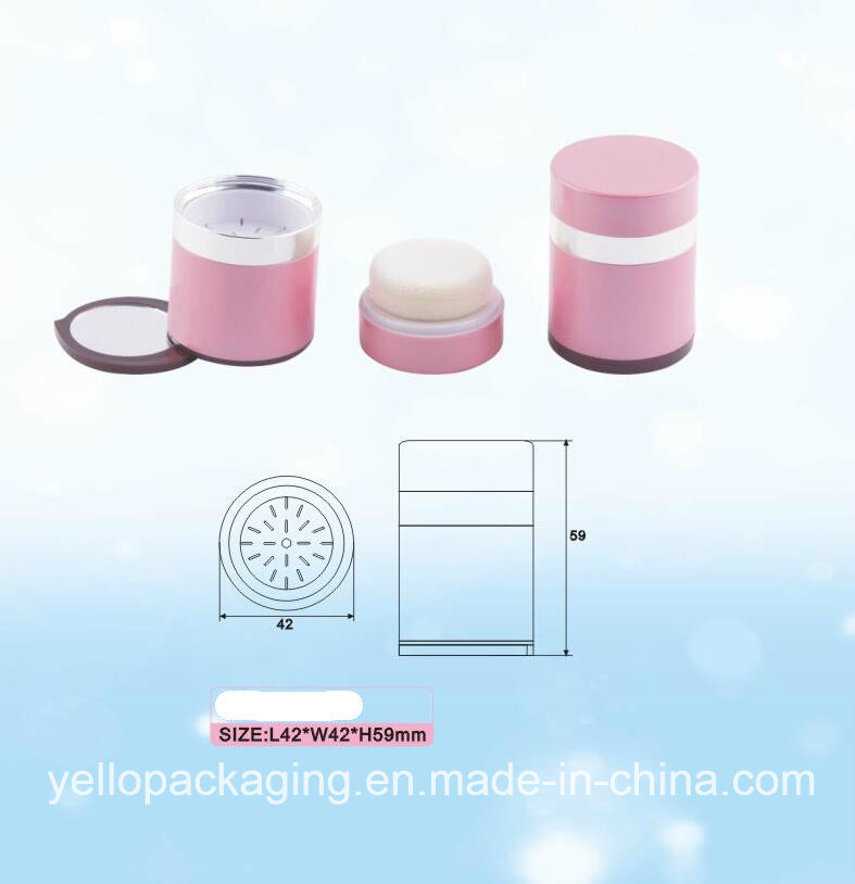 Plastic Packaging Cosmetic Package Cosmetics Container Loose Powder Case (YELLO-163)