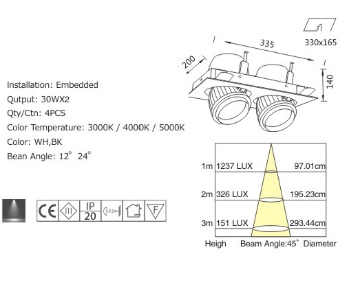 Ceiling Recessed LED COB Aluminum Spot Light (LFL-COB2008)