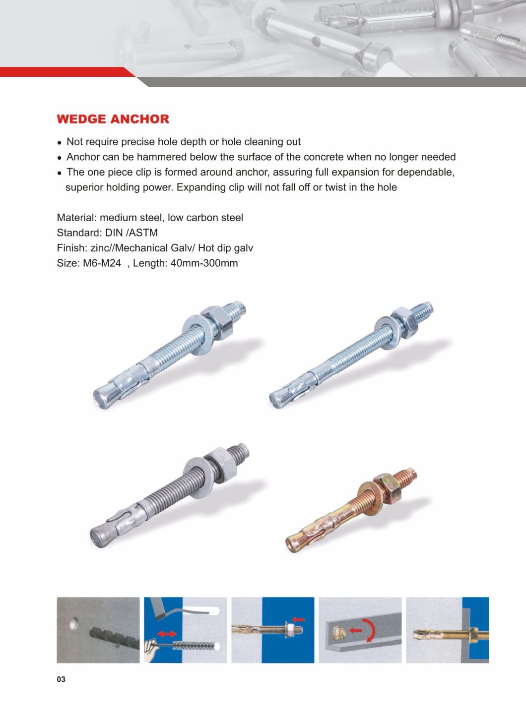 Hot DIP Galv Anchor Bolt, Wedge Anchor