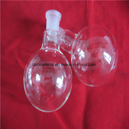 Two Necks Quartz Glass Flask Bottom Round 25ml and 50ml