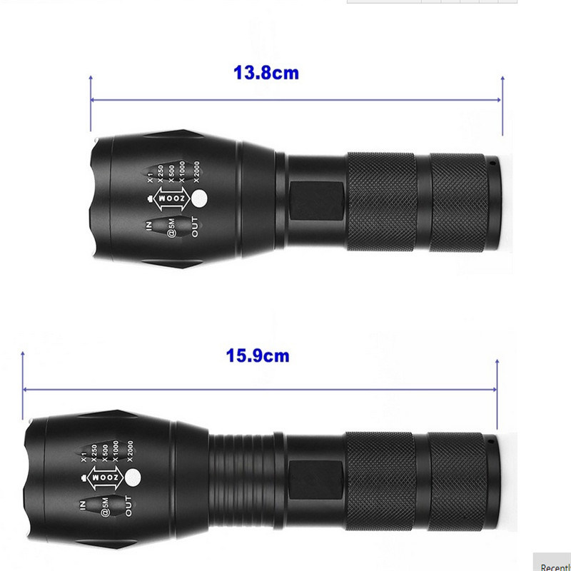 Wholesale18650 Battery T6 Aluminum Alloy Tactical Zoomable LED Flashlight