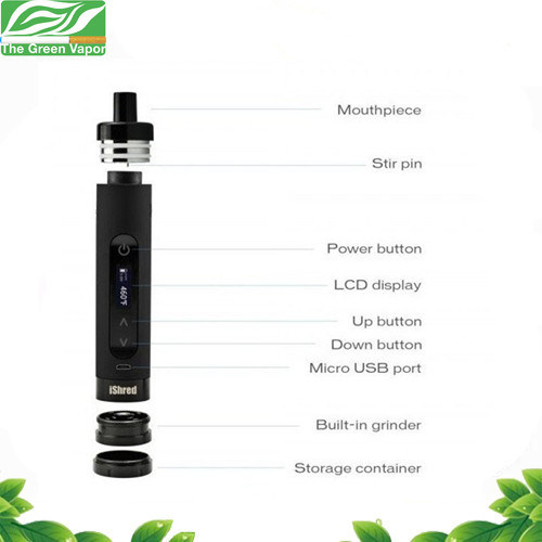 New Design Dry Herb Vaporizer Kit Ishred 2600mAh with Built in Grinder