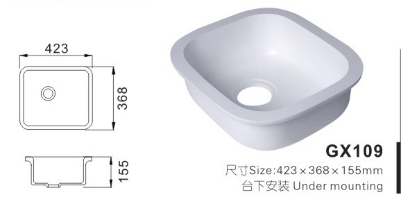 Classic Kitchen Sink/Pure Acrylic Single Wash Basin Gx109