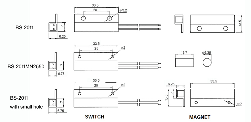 Surface Mounted Magnetic Contact Switch BS-2011