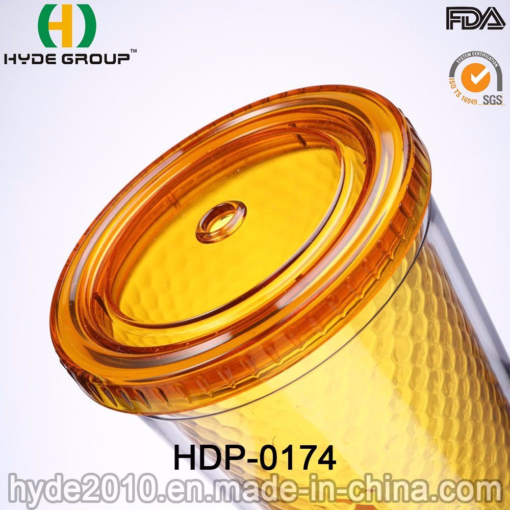 Customized BPA Free Plastic Double Wall Tumbler with Straw (HDP-0174)