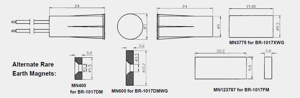 Recessed Door or Window Magnetic Contacts Swithes Br-1017