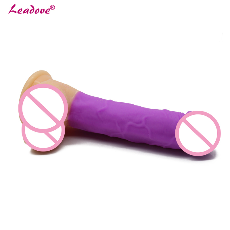 New Arrival Double Color Realistic Flexible Dildo with Textured Shaft and Strong Suction Cup Women Sex Toy Adult Sex Product