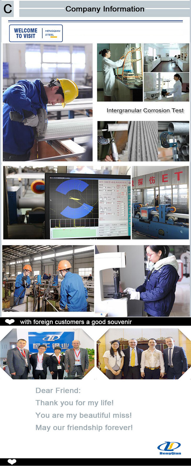 AISI 201 304 316 321 310S S31803 Seamless Stainless Steel Pipe for Decoration/Industry