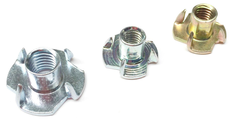 Steel Galvanized Insert Tee Nuts with 4 Prongs for Wood