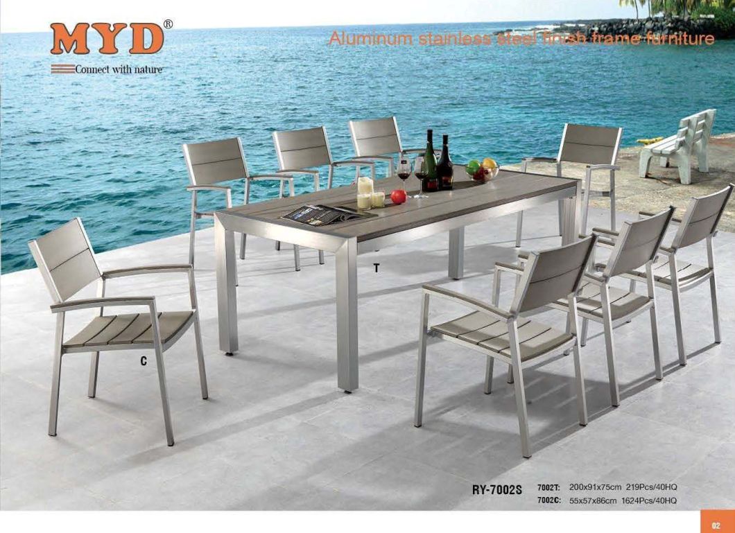 Patio Gaden Home Hotel Office Aluminum Wood Dining Table and Chair