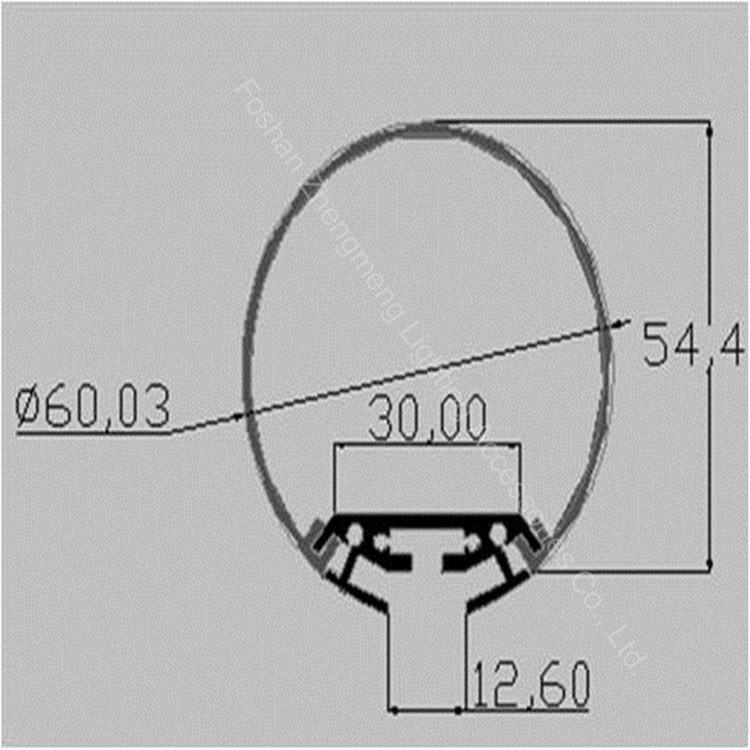 60mm Round LED Strip Aluminum Profile for Hanging