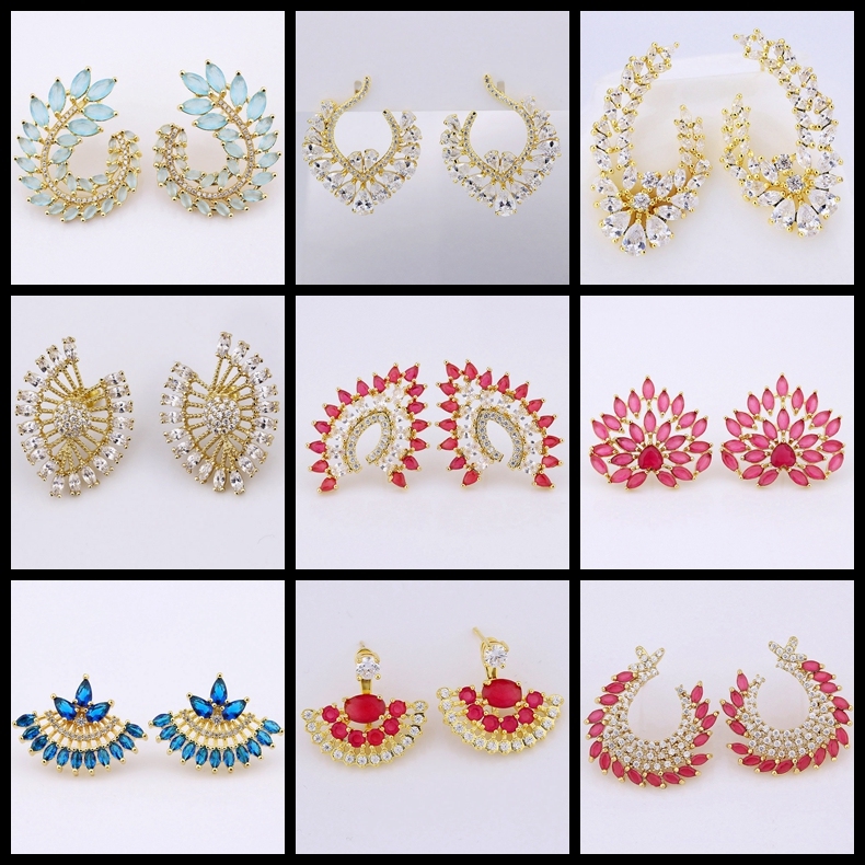 Wholesale Brass Rhodium Plated Ear Jacket Zirconias Semijoia Earring