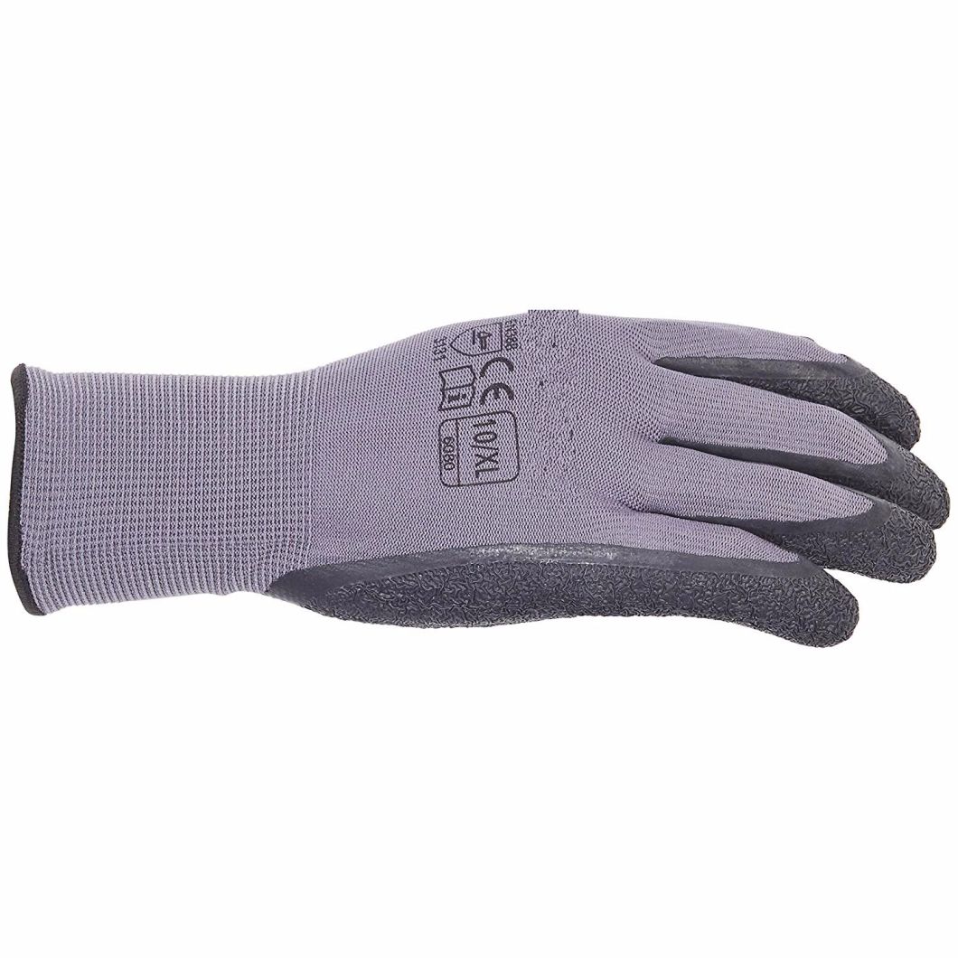 Breathable Work Gloves 100% Polyester Latex Coated Grey Nylon Gloves