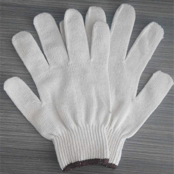 Hot Selling 7gauge 10 Gauge White Color Reflective Knitted Cotton Glove Organic Cotton