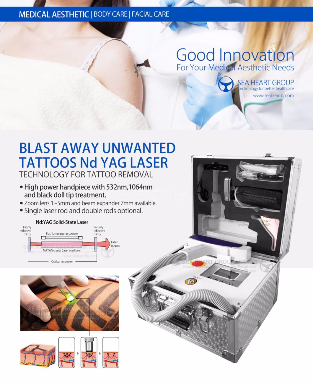 New Model Q Switched ND YAG Laser Tattoo Removal Machine