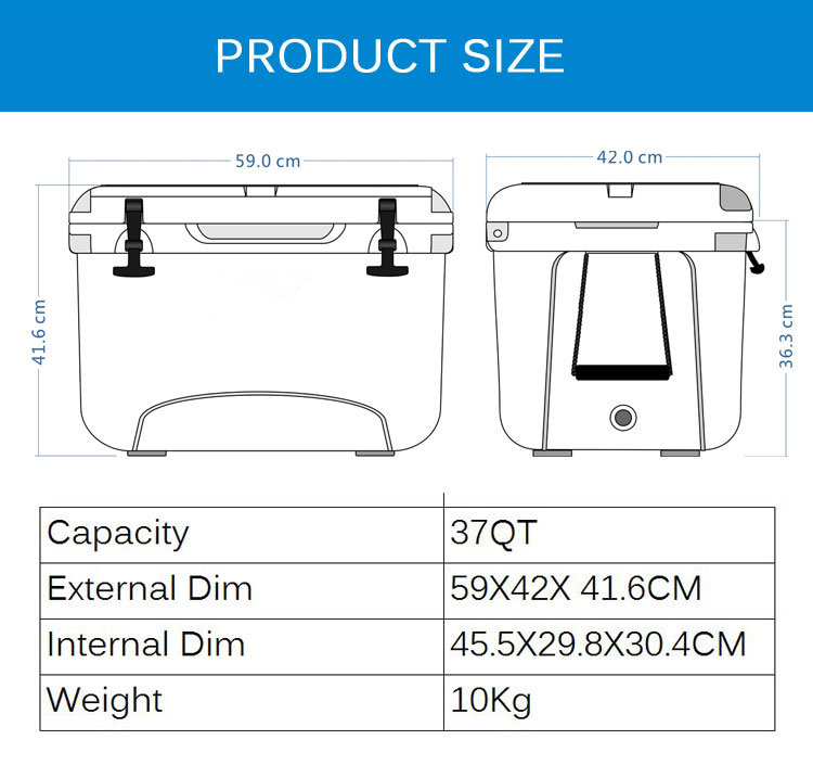 Rotomolded Polyethylene Outdoor Insulated Picnic Cooler Box Lunch Bag Food Heat Preservation Box (TG-R04B) 25L