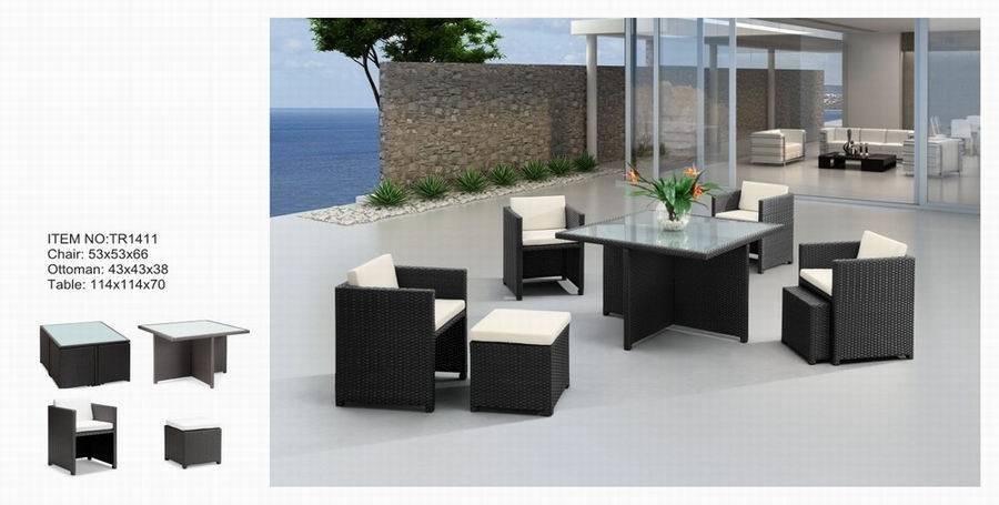 Outdoor Furniture Dining Sets Rattan and Glass