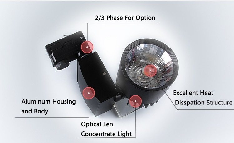 White / Black Narrow Beam Dimmable COB LED Track Light