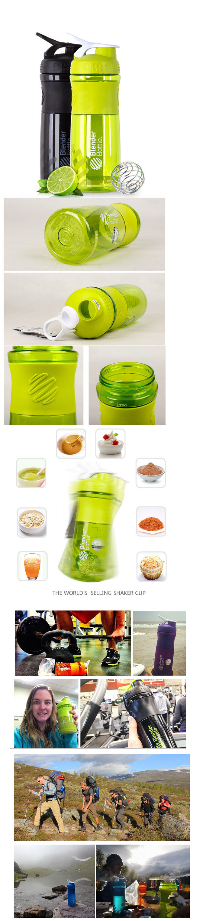 600ml Advanced Design Plastic Protein Shaker Bottle Mug