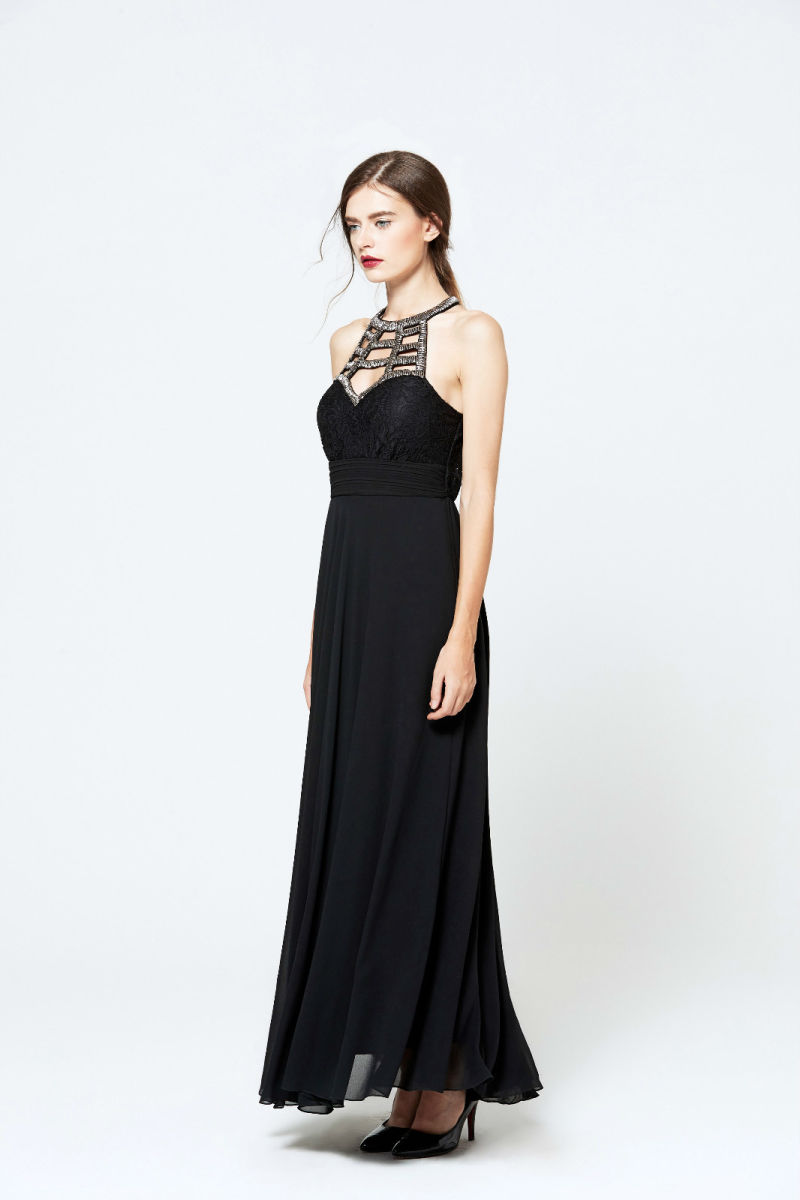 2017 Dresses Women Summer Party Black Sexy Halter Sleeveless Long Maxi Dress