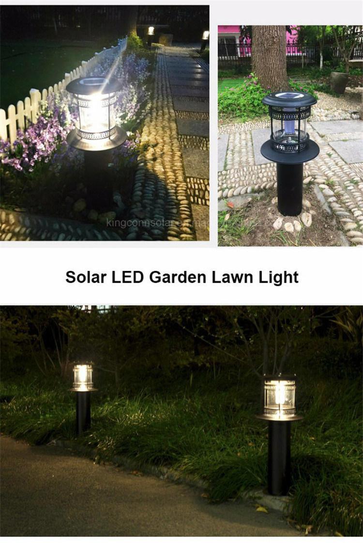 Kingconn Solar Security Power Light Pole LED Lawn Garden Lamp Lighting