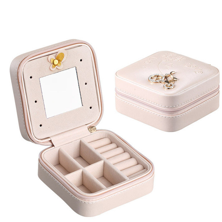 Fashion Travel Portable Jewelry Box Earrings Leather Storage Box