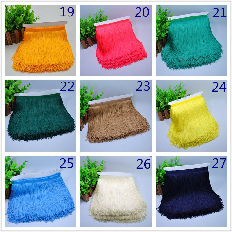 High Quality 30cm Polyester Fluorescence Color Chainette Fringe for Dance Dress