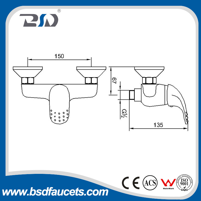 Wall Mounted Waterfall Bathroom Bathtub Tap Mixer Faucet Handheld Shower