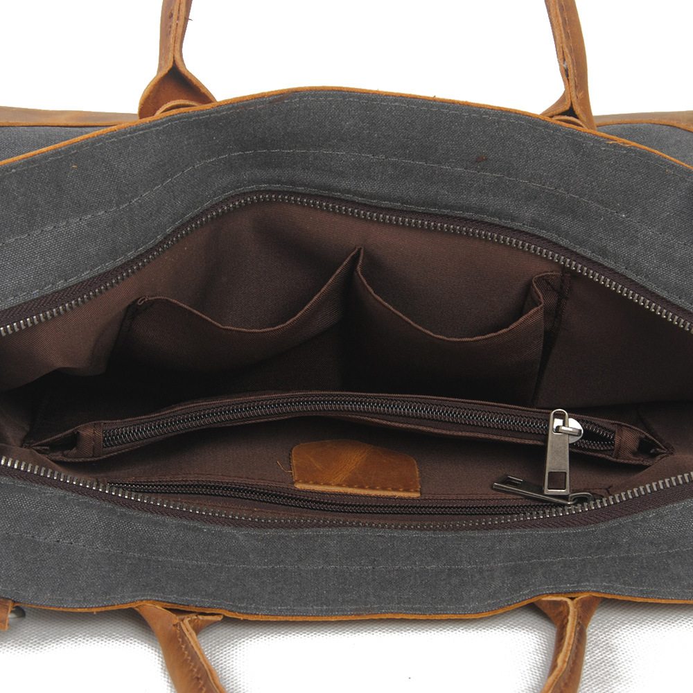 Fashion Canvas Leather Trims Laptop Handbag Computer Bag (RS-2012-AA)