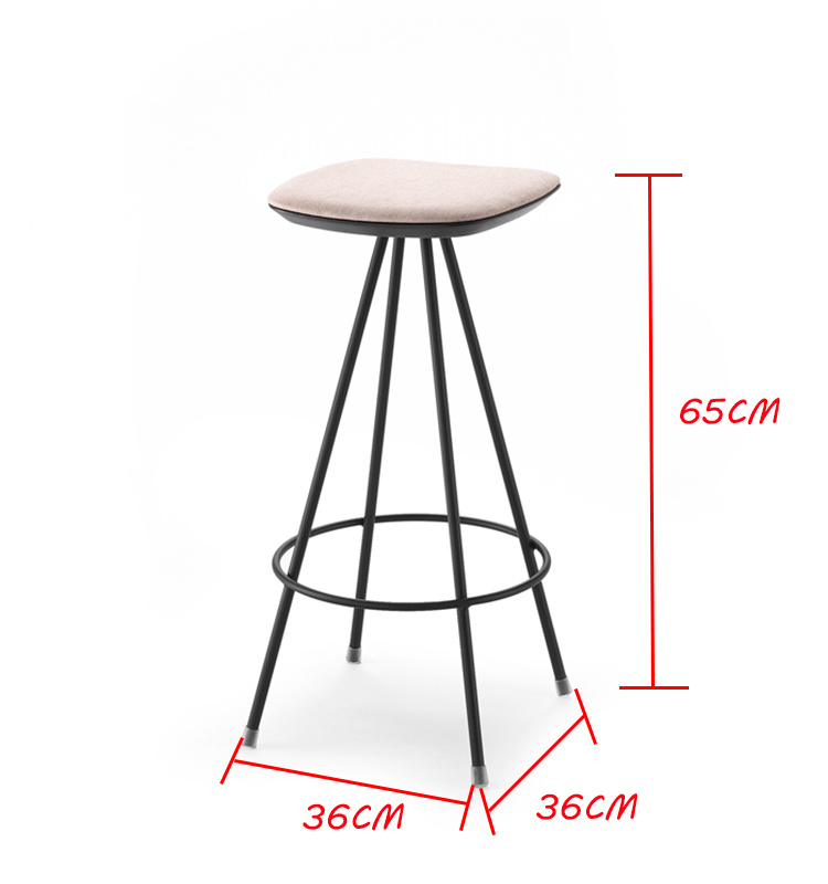 Modern Metal Leg Furniture Fabric Seat Counter Bar Stool