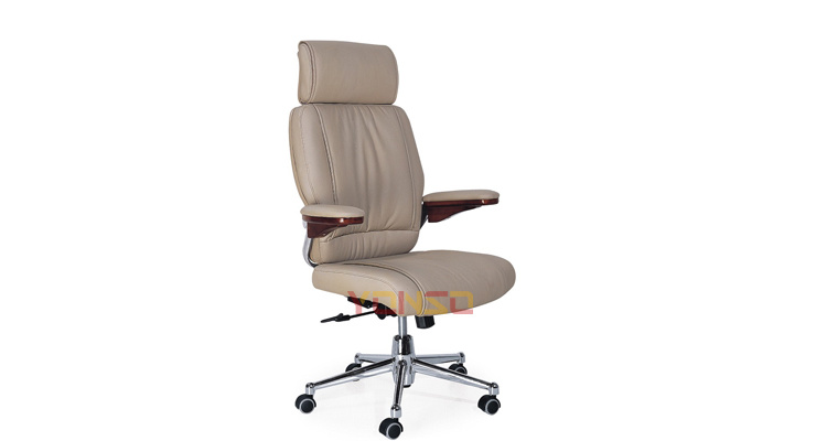 Cool High Back Full Grain White Leather Computer Desk Swivel Chair