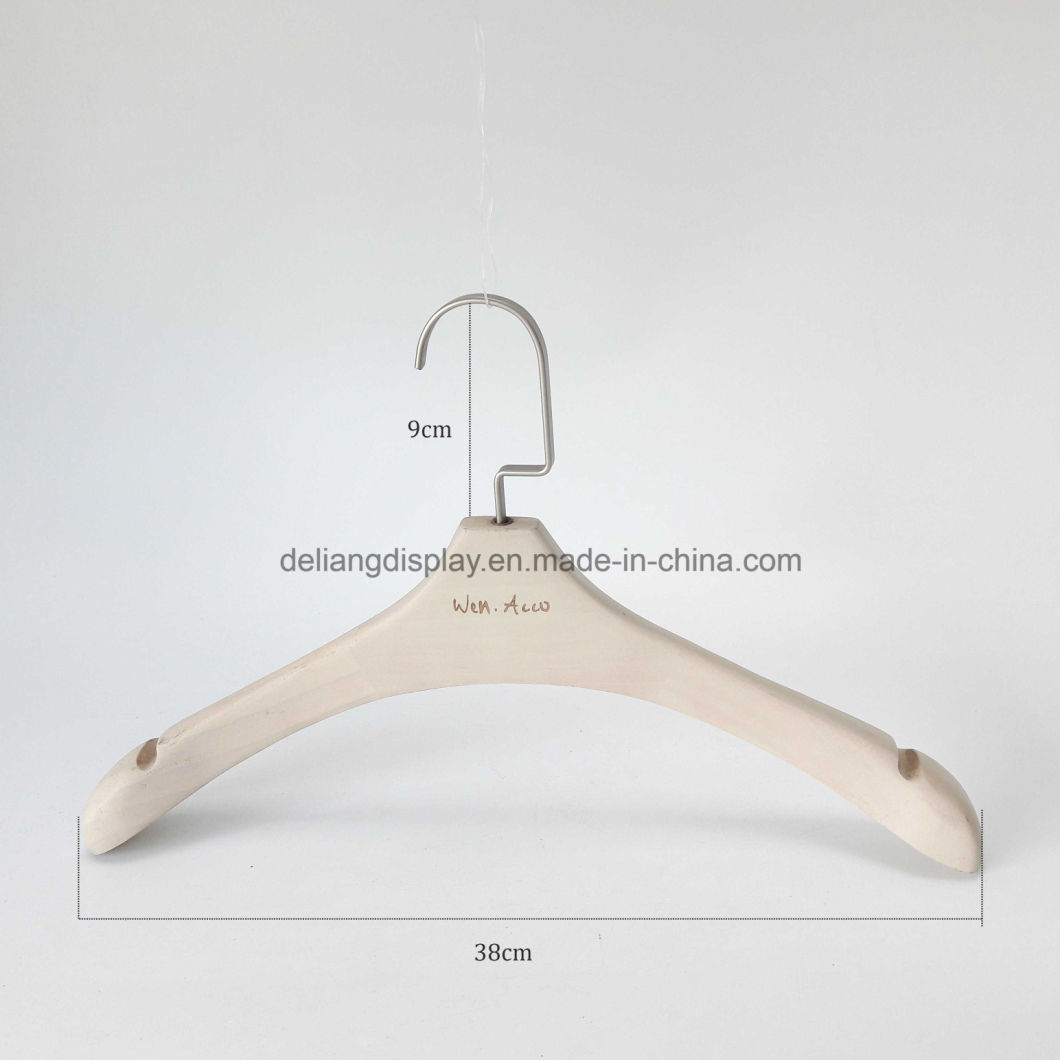 High Quality Wooden Hanger with Hand Brush White Color