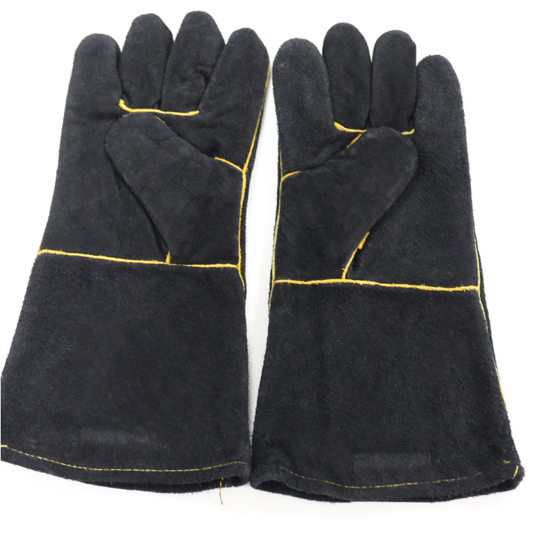 14inch Black Color Cow Split Leather Heavy Duty Glove