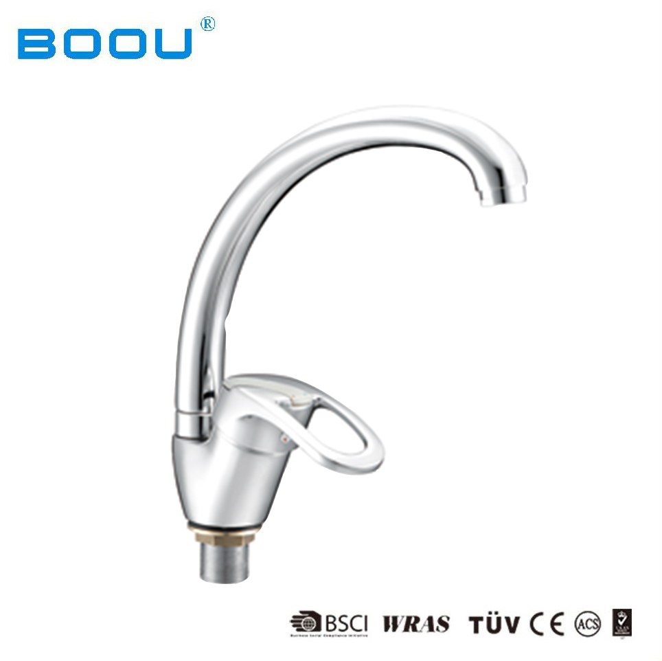 (8115-10F) Booubrass/Zinc Kitchen Mixer Deck Mounted Kitchen Water Tap with Single Handle