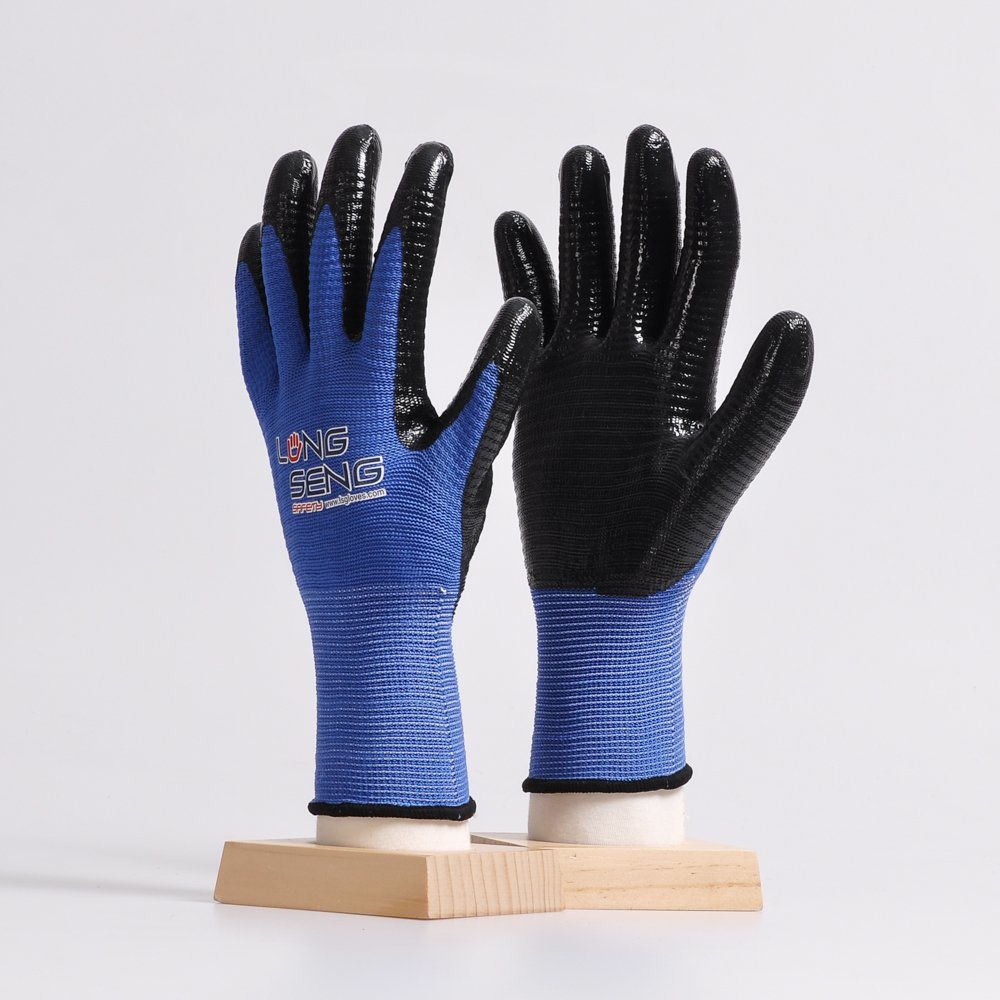Black Smooth Nitrile Coated 13G U3 Nylon Labour Safety Working Hand Gloves with Original Manufacturer