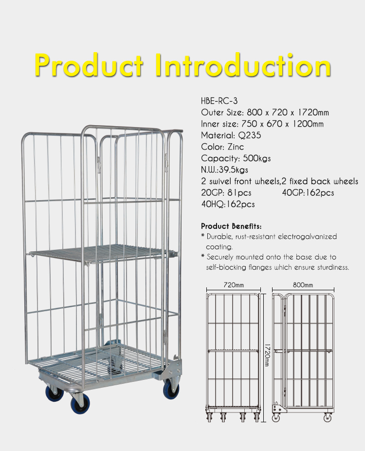 Z Frame Base 4 Sides Foldable Roll Cage Container