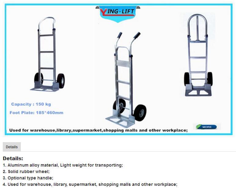 High Quality Two Wheels Aluminium Hand Trolley