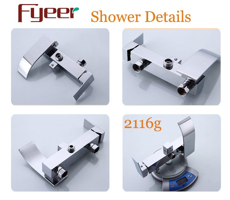 Fyeer New Solid Brass Rain Shower Set with Waterfall Bath Faucet