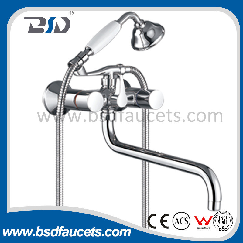 Wall Mounted Brass Bath Tub Waterfall Shower Chrome Tap Faucet