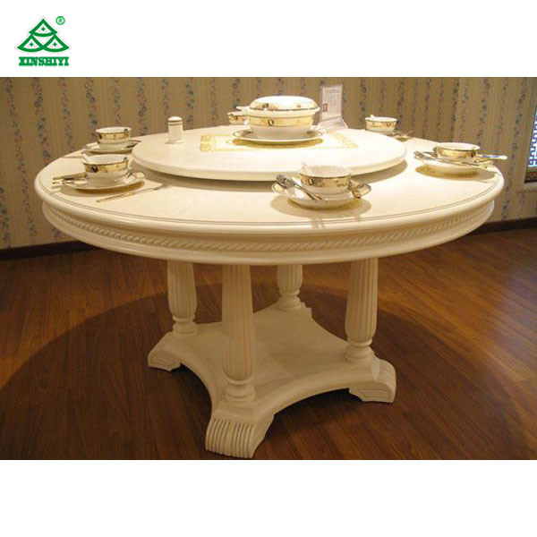 Hotel Elegant Wooden Luxury Dining Room Furniture White Round Dining Table