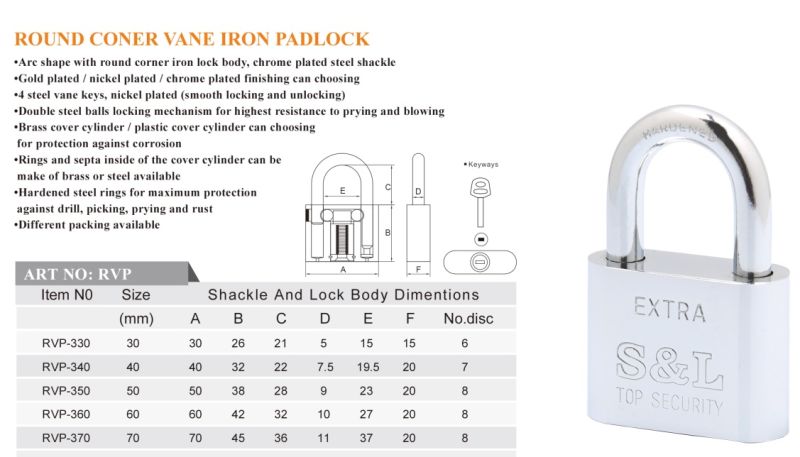 Round Coner Vane Iron Padlock