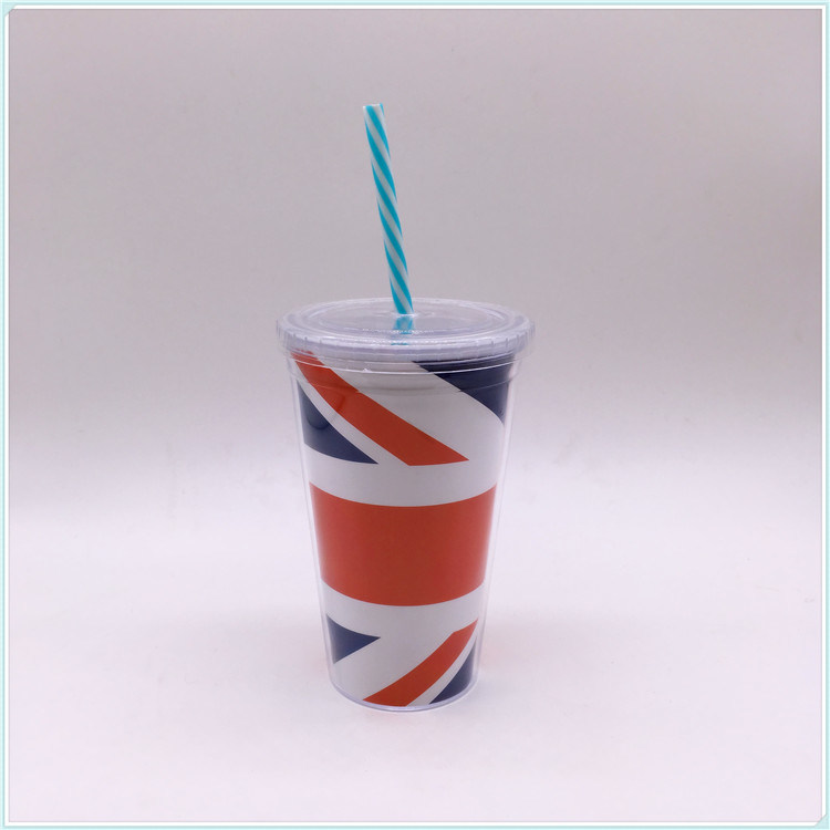 Newest Promotional Plastic Reusable Food Safe Coffee Travel Cup with Straw