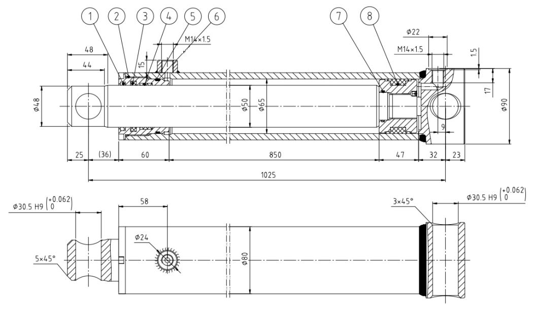 China Manufacturer Compact Hydraulic Cylinder Hsg65/50