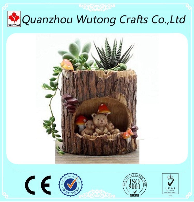 Tree Hole Cartoon Aminal Resin Flower Pots Outdoor Plant Pots