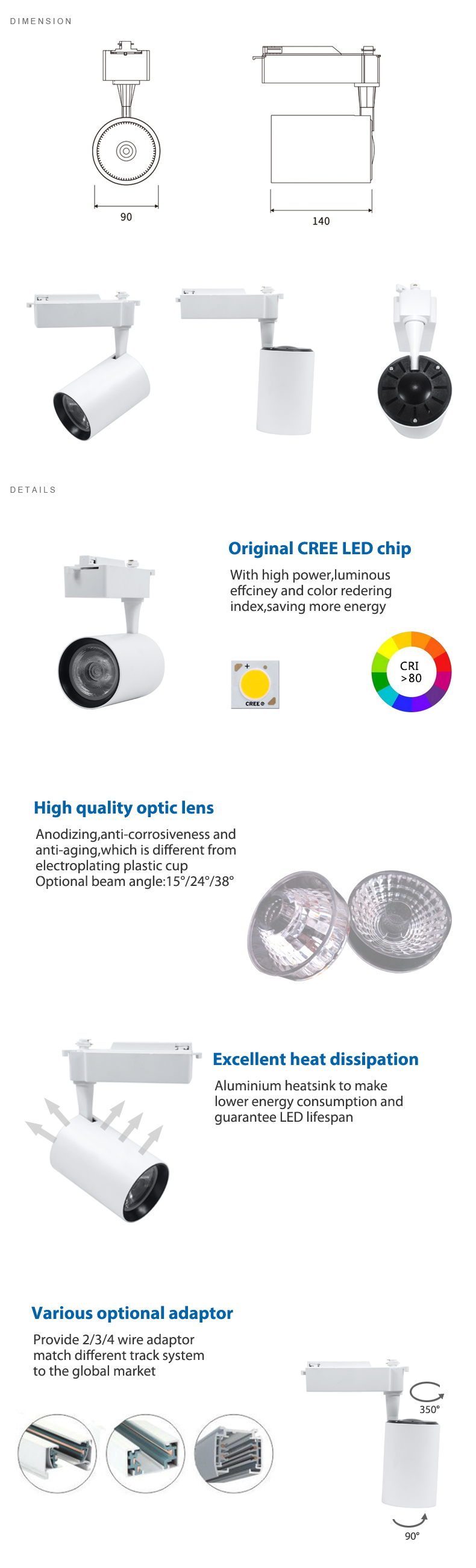 Factory Price Ce Certificated LED Spotlight Lamp Track Lighting