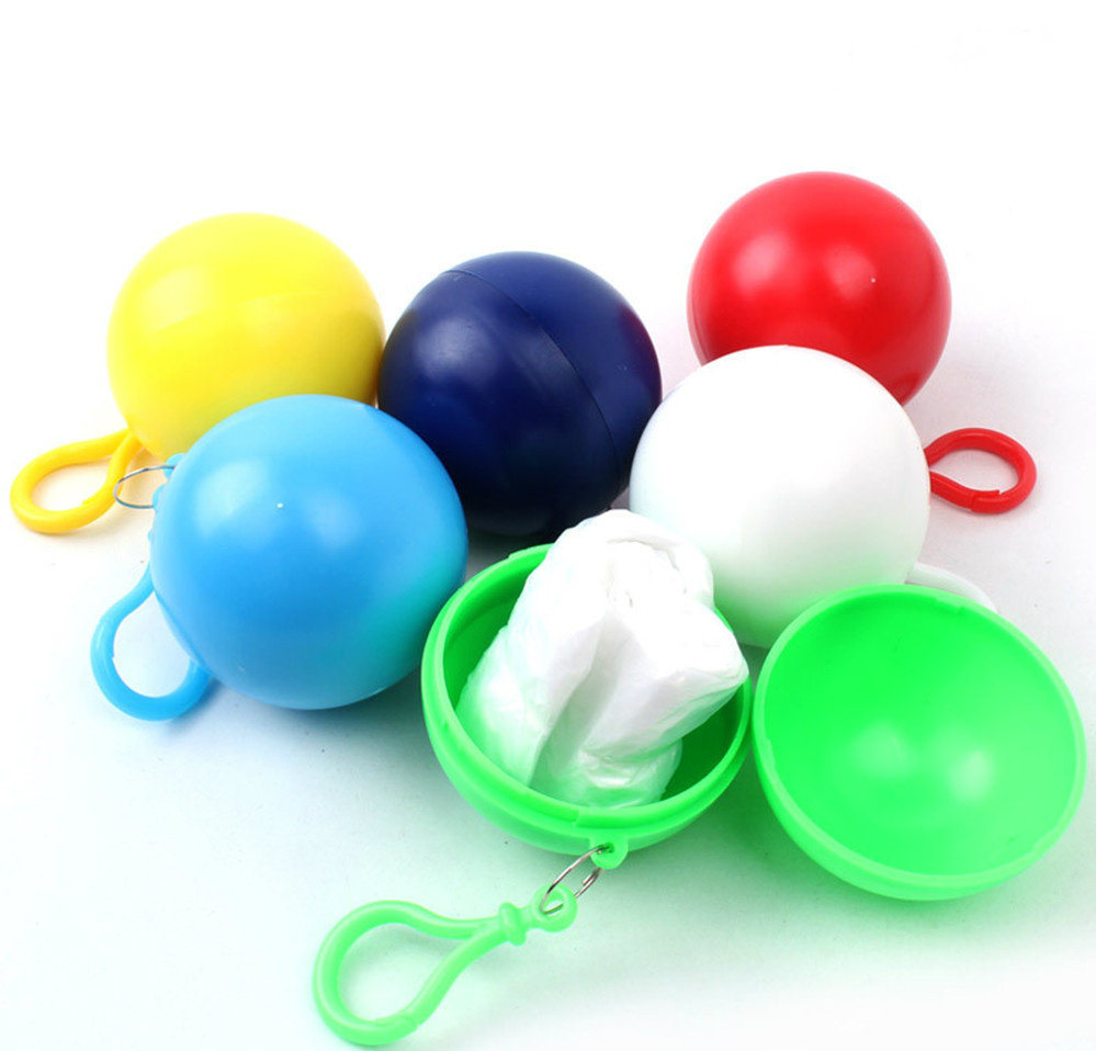 PE Disposable Raincoat Ball with Keyring