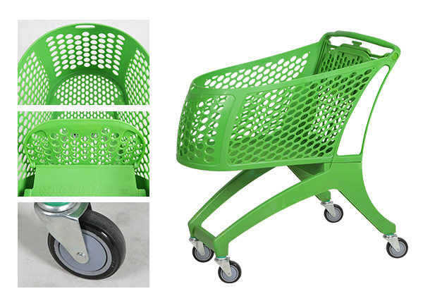 Popular Style Supermarket Colorful Plastic Metal Shopping Cart