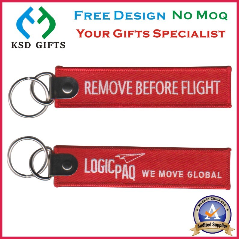 Custom Logo Design Remove Before Flight Embroidery Keyring